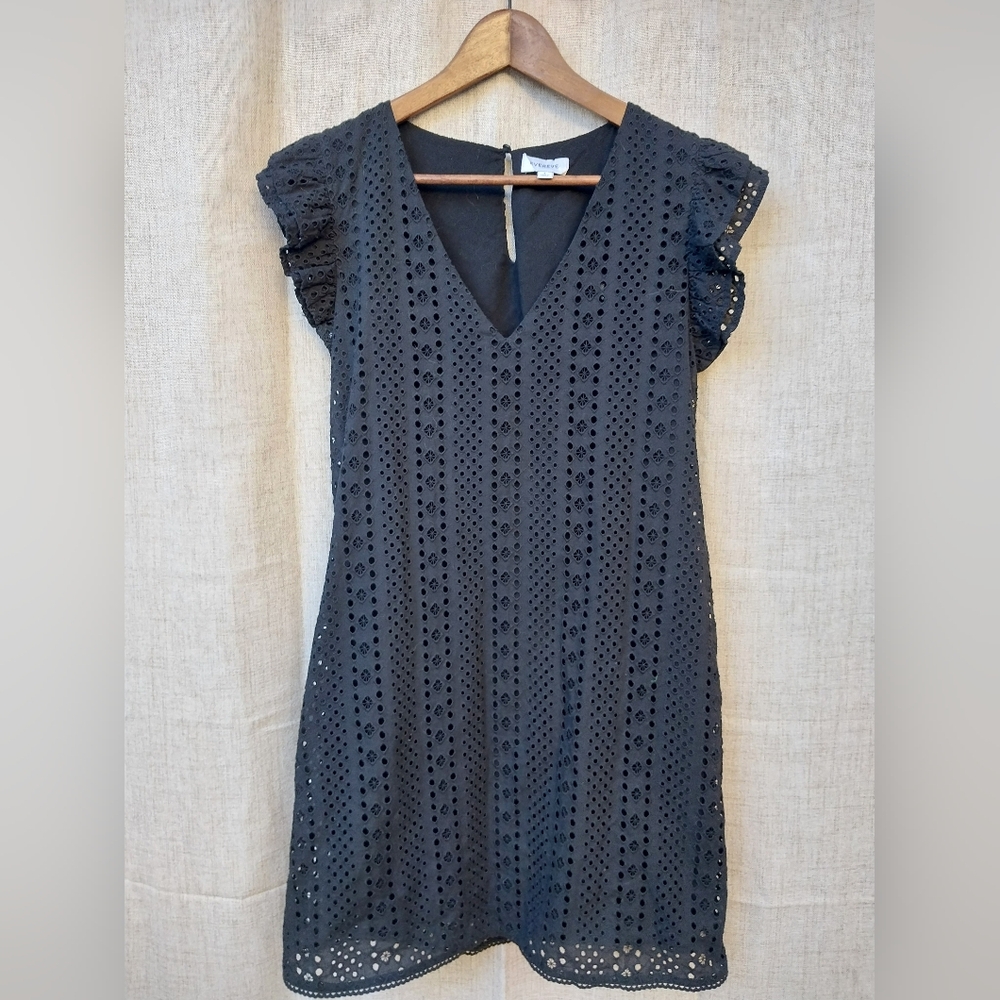 Evereve Black Eyelet Mini Dress